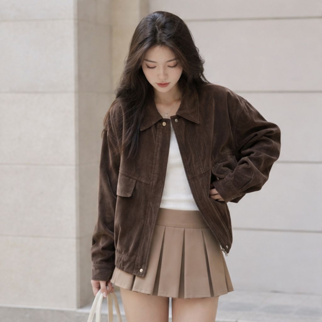 Áo khoác nhung Budanh dáng rộng BYCAMCAM vintage Hàn Quốc - Ảnh 2