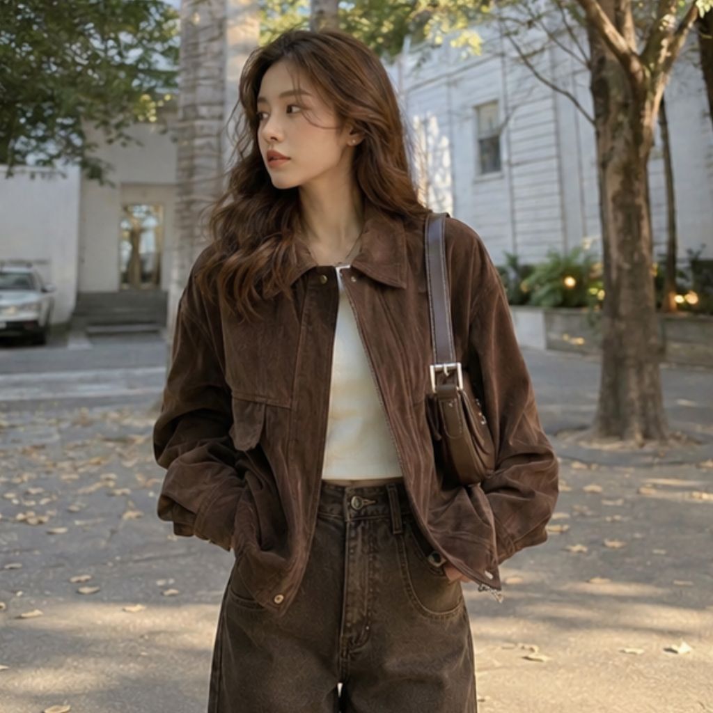 Áo khoác nhung Budanh dáng rộng BYCAMCAM vintage Hàn Quốc