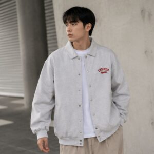 Áo khoác nỉ cổ polo form rộng cúc bấm phong cách Hàn Quốc