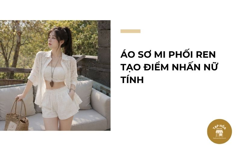 Áo sơ mi phối ren tạo điểm nhấn nữ tính