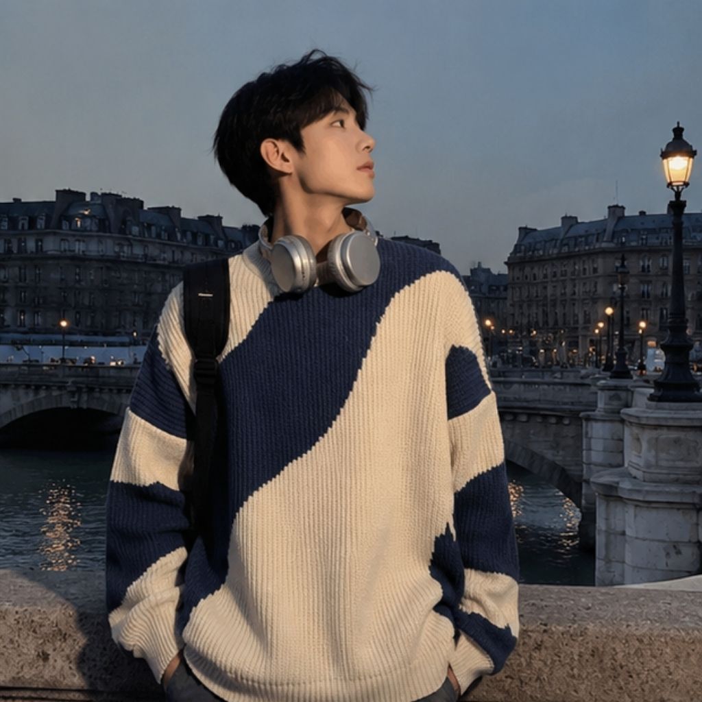 Áo sweater nam cổ lọ tay dài form rộng phong cách Hàn Quốc - Ảnh 3