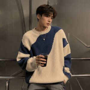 Áo sweater nam cổ lọ tay dài form rộng phong cách Hàn Quốc