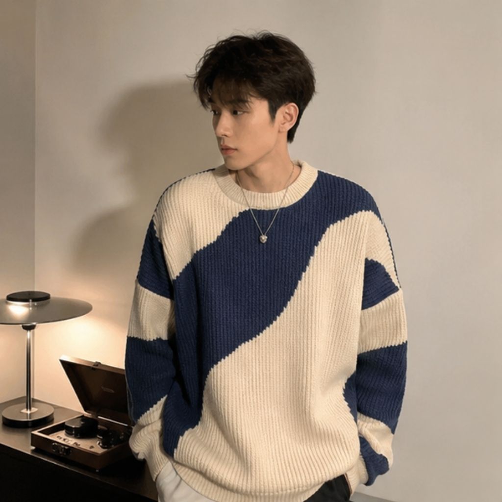 Áo sweater nam cổ lọ tay dài form rộng phong cách Hàn Quốc - Ảnh 4
