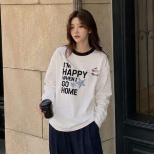 Áo thun tay dài Raglan unisex form rộng phong cách Hàn Quốc