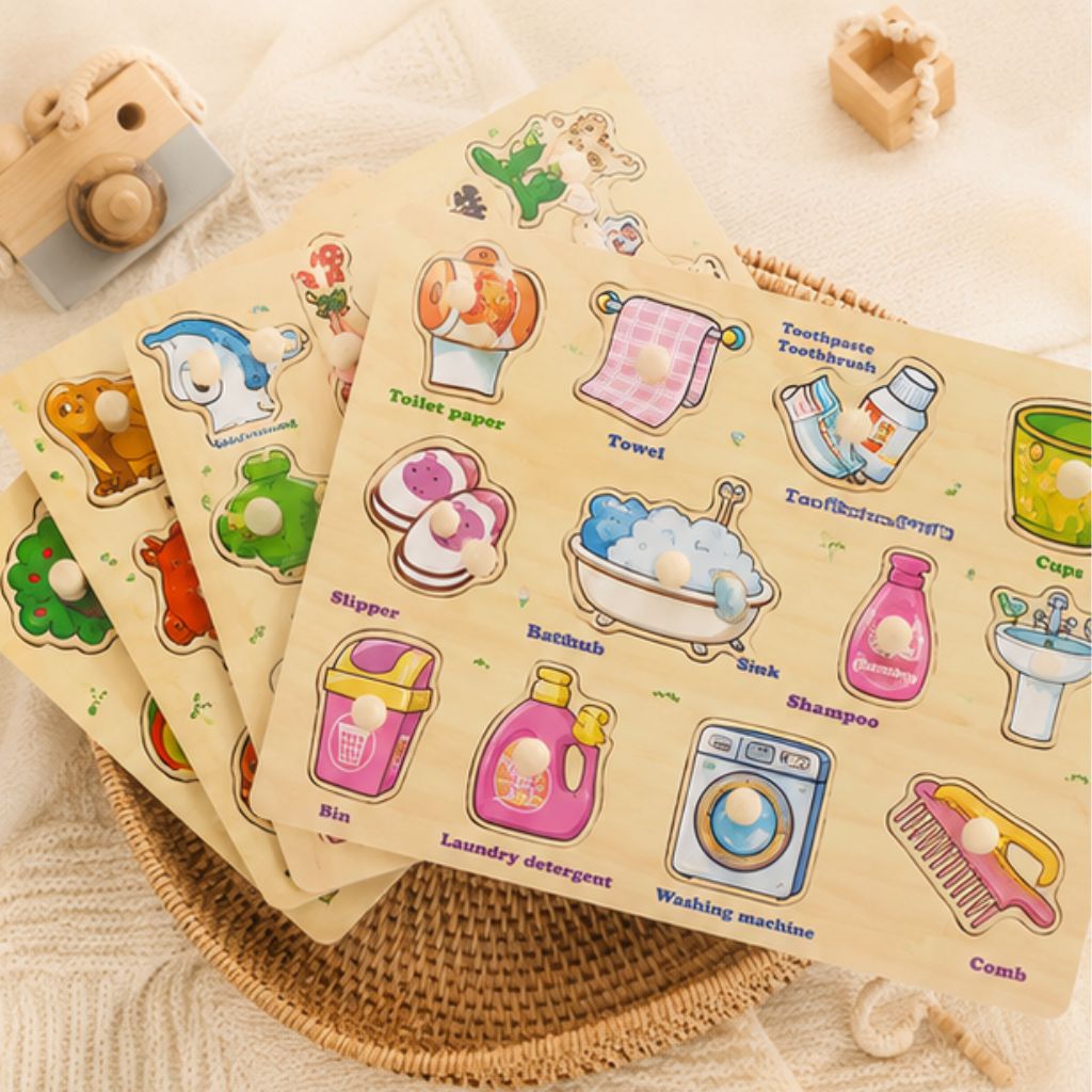 Bảng ghép hình núm gỗ cho bé nhiều chủ đề đồ chơi giáo dục thông minh - Ảnh 3