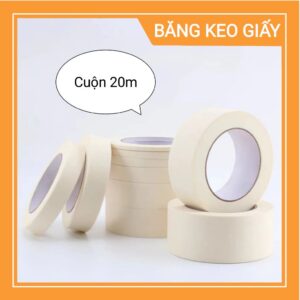 Băng keo giấy cuộn 20m nhiều keo dính chắc dễ xé bằng tay