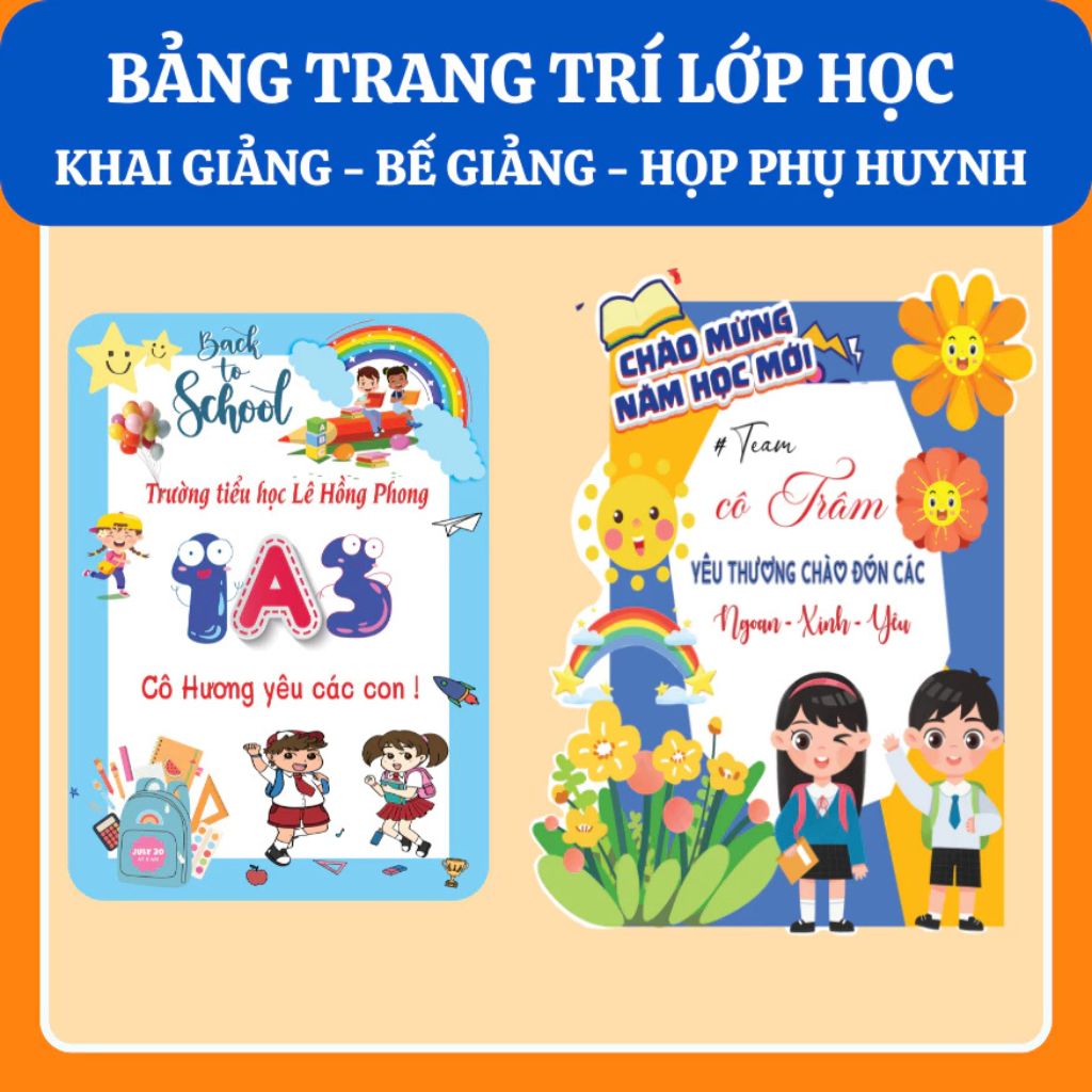 Bảng trang trí lớp học chào khai giảng, thiết kế theo yêu cầu