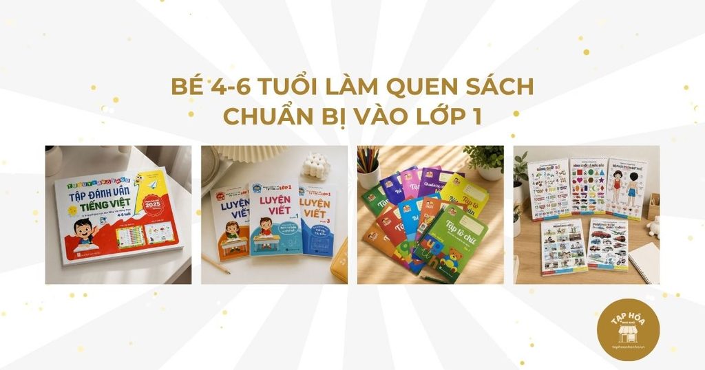 Bé 4-6 tuổi làm quen sách chuẩn bị vào lớp 1