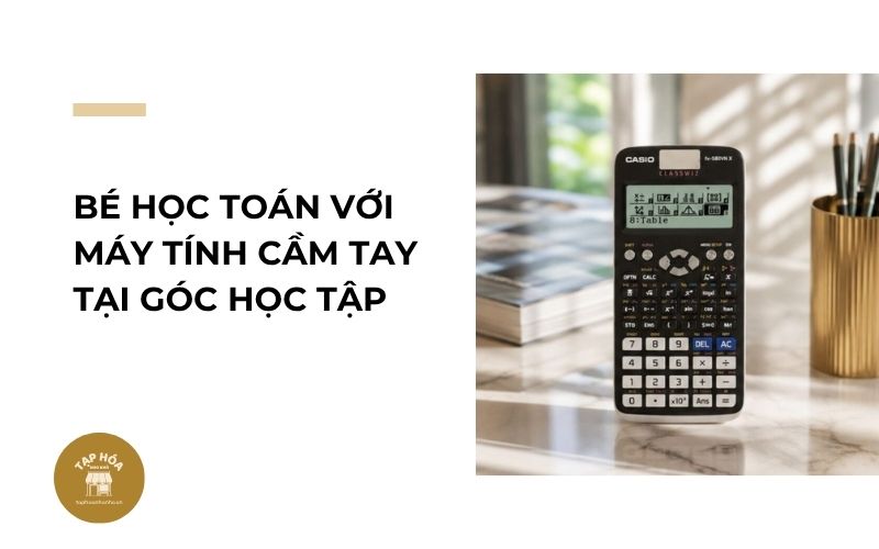 Bé học Toán với máy tính cầm tay tại góc học tập