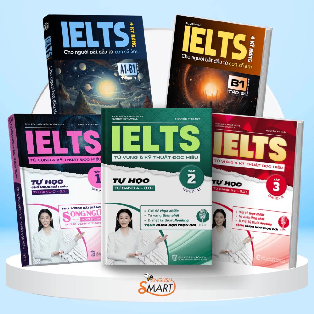 Bộ 5 cuốn IELTS từ cơ bản đến nâng cao, luyện 4 kỹ năng hiệu quả