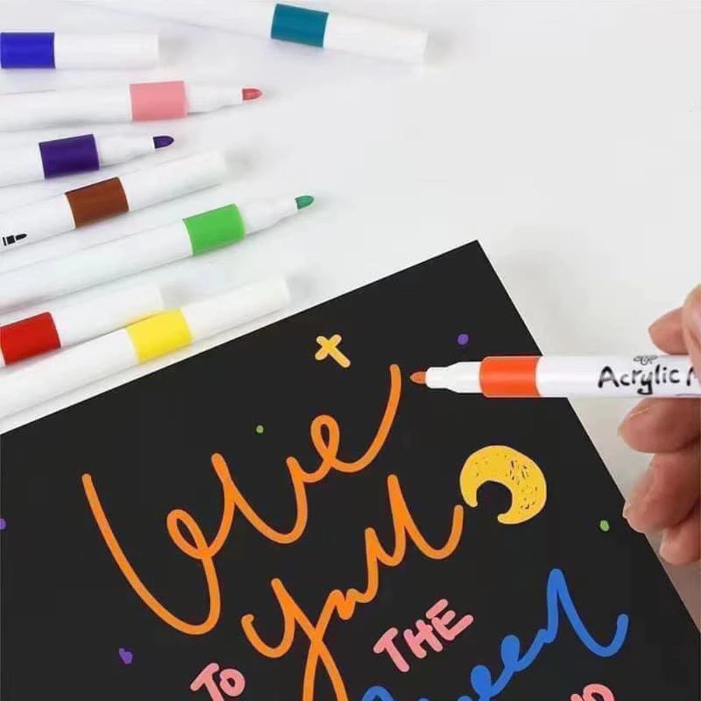 Bộ bút màu Acrylic Marker 60 màu cao cấp vẽ đa chất liệu bền màu - Ảnh 4