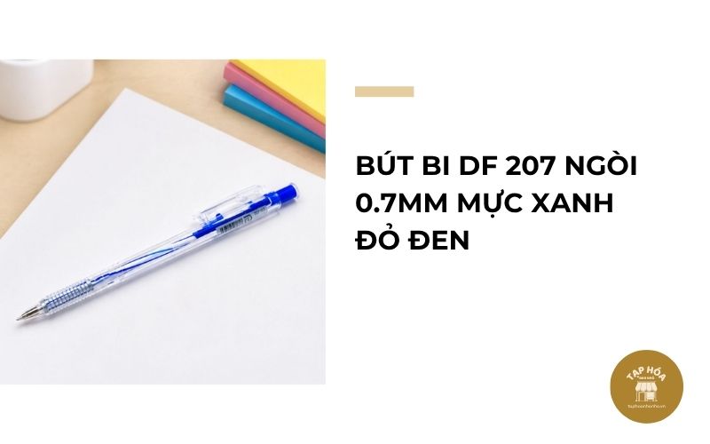 Bút bi DF 207 ngòi 0.7mm mực xanh đỏ đen