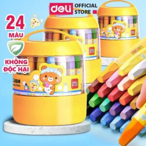 Bút sáp dầu Deli 12/18/24 màu hộp nhựa an toàn cho học sinh