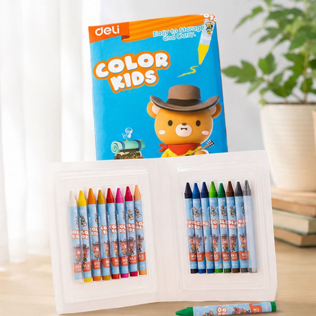Bút sáp màu nến Deli Colorkids 10/12/24 màu an toàn cho bé - Ảnh 3