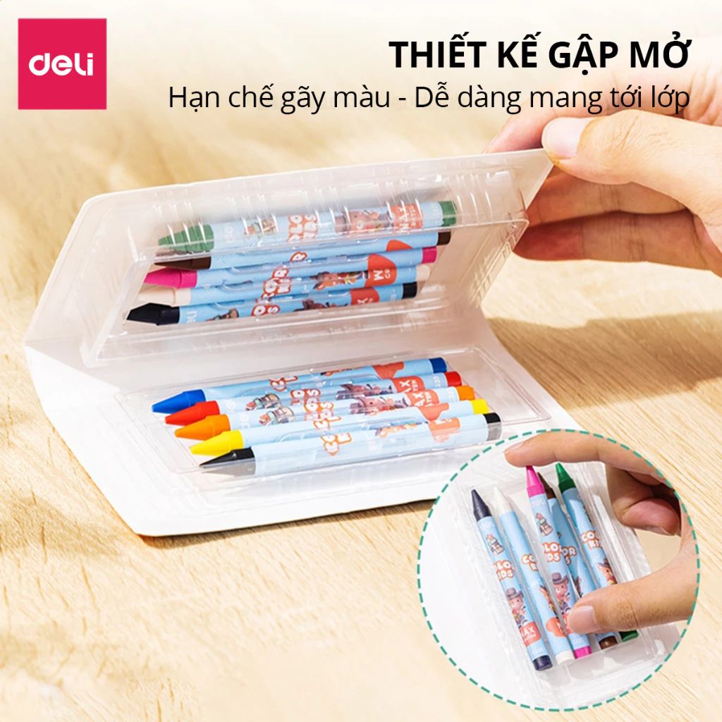 Bút sáp màu nến Deli Colorkids 10/12/24 màu an toàn cho bé - Ảnh 2