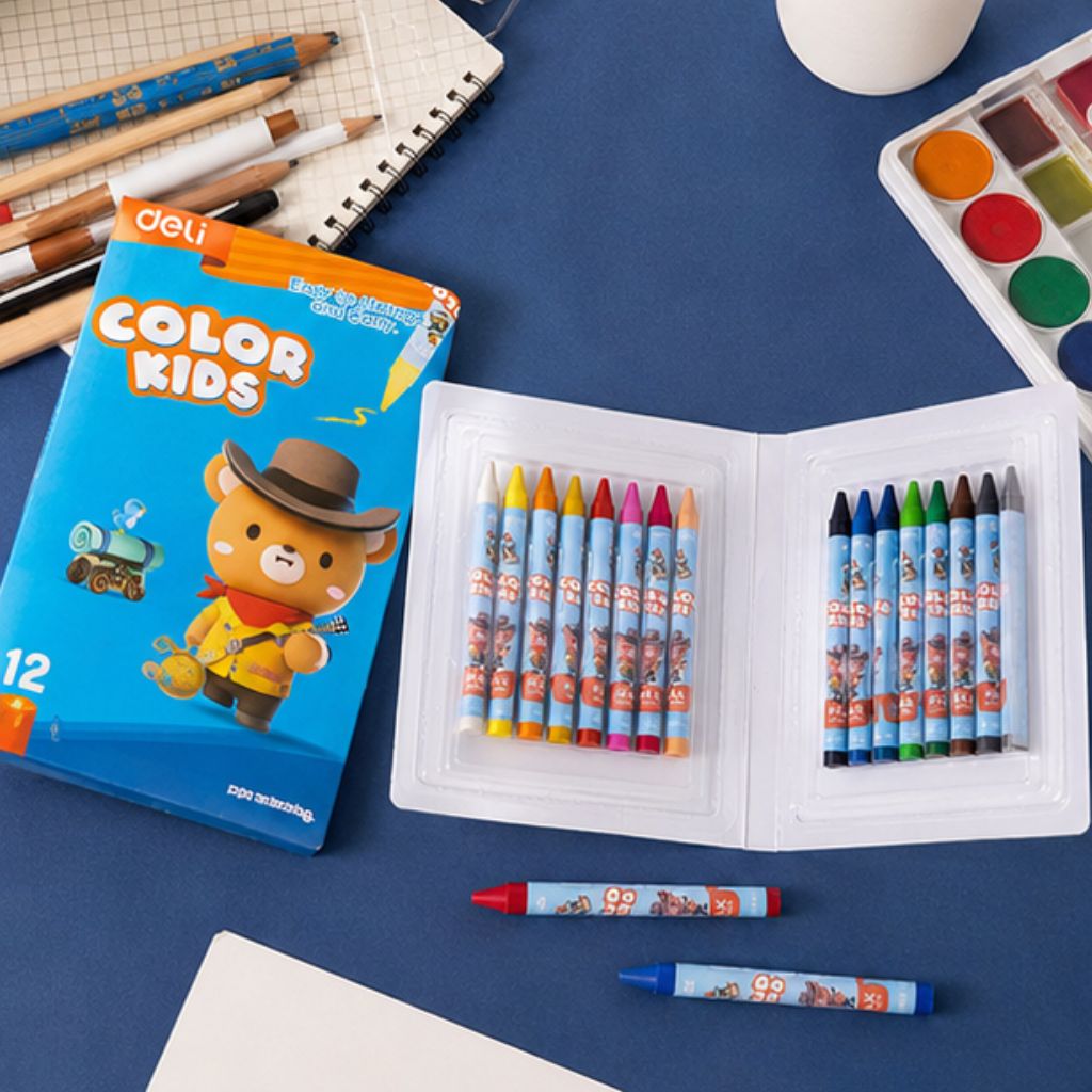 Bút sáp màu nến Deli Colorkids 10/12/24 màu an toàn cho bé - Ảnh 2