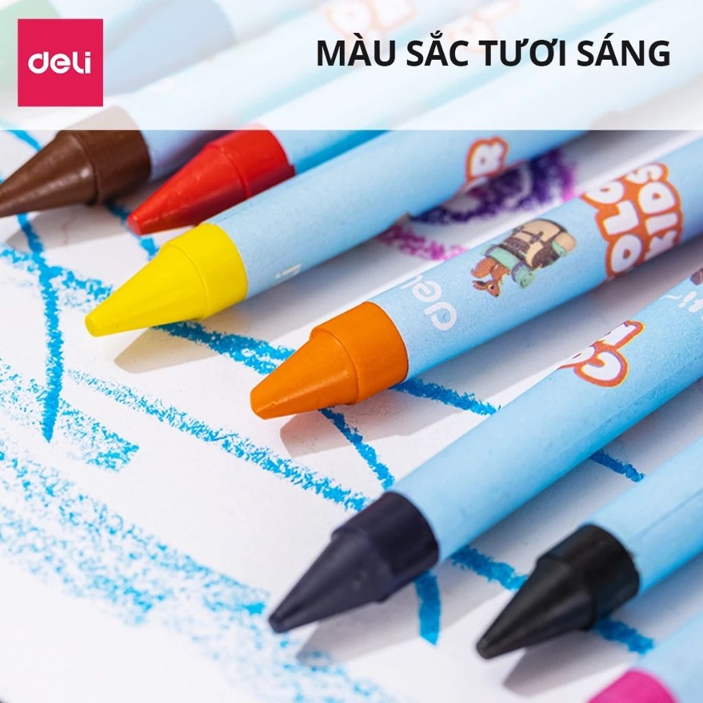 Bút sáp màu nến Deli Colorkids 10/12/24 màu an toàn cho bé - Ảnh 3