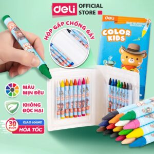 Bút sáp màu nến Deli Colorkids 10/12/24 màu an toàn cho bé