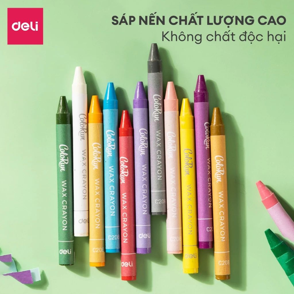 Bút sáp màu nến Deli Colorkids 10/12/24 màu an toàn cho bé - Ảnh 4