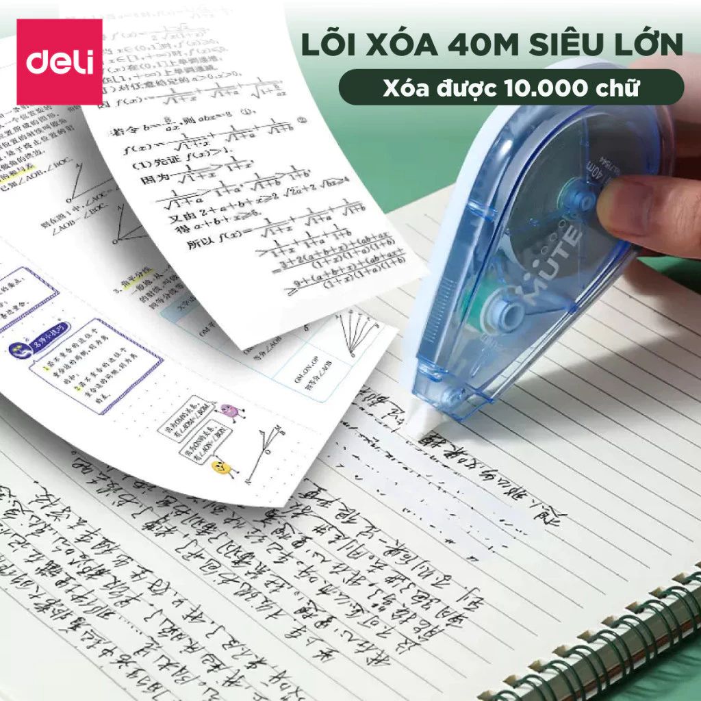 Bút xóa băng Deli 40m xóa sạch khô nhanh nhiều màu xinh xắn - Ảnh 4