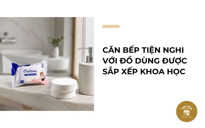 Căn bếp tiện nghi với đồ dùng được sắp xếp khoa học