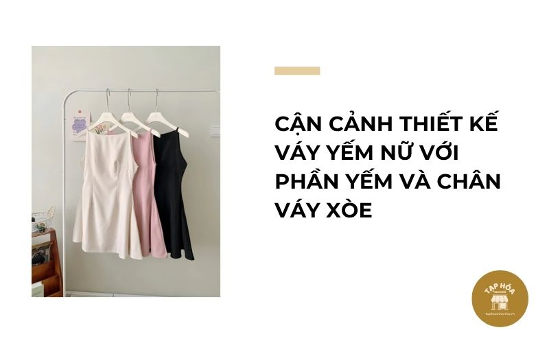 Cận cảnh thiết kế váy yếm nữ với phần yếm và chân váy xòe