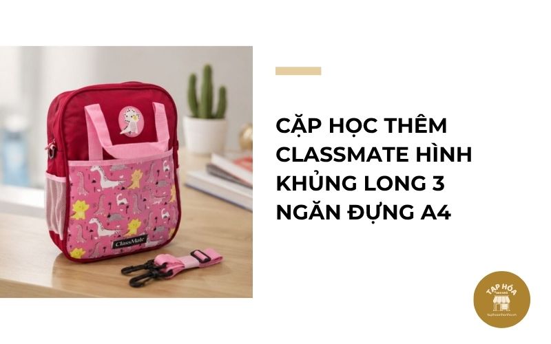 Cặp học thêm CLASSMATE hình khủng long 3 ngăn đựng A4