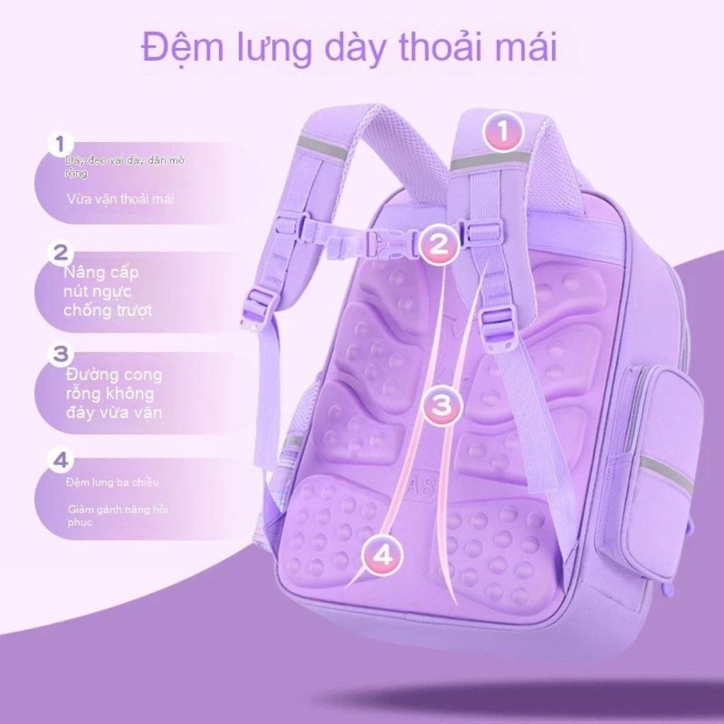 Cặp sách cho bé gái tiểu học chống nước, siêu nhẹ, dễ thương - Ảnh 4