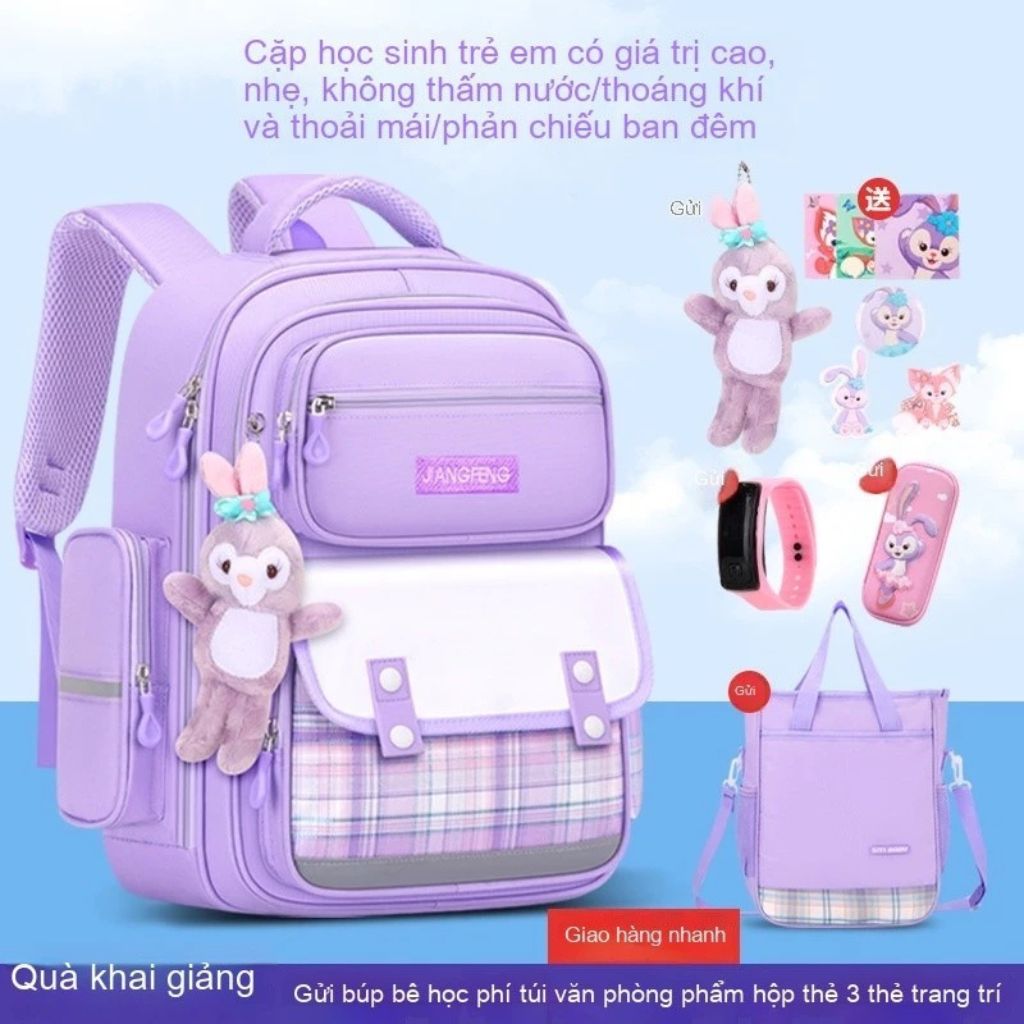 Cặp sách cho bé gái tiểu học chống nước, siêu nhẹ, dễ thương