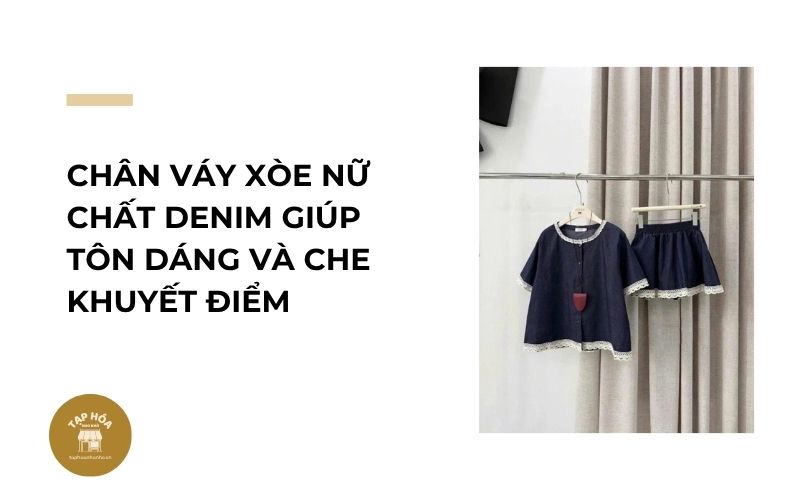 Chân váy xòe nữ chất denim giúp tôn dáng và che khuyết điểm