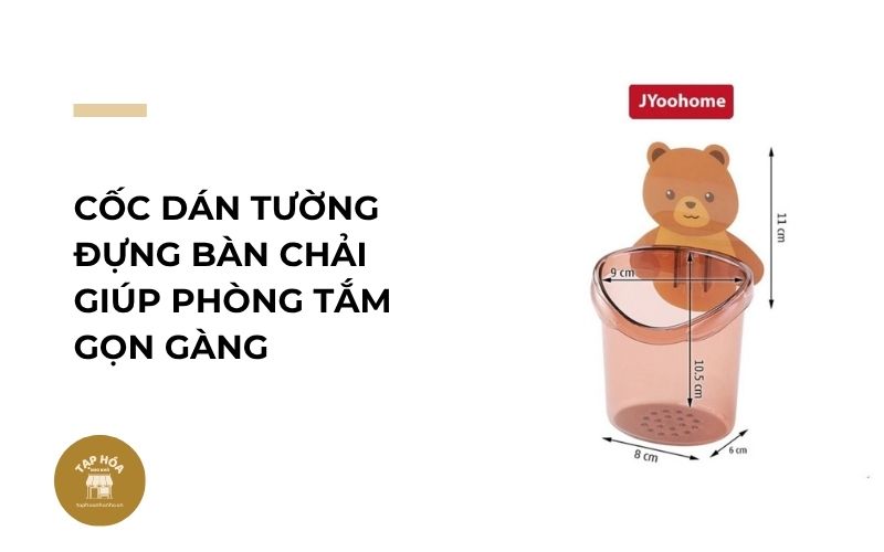 Cốc dán tường đựng bàn chải giúp phòng tắm gọn gàng