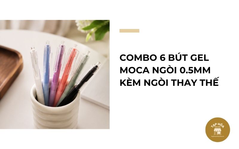 Combo 6 bút gel MOCA ngòi 0.5mm kèm ngòi thay thế