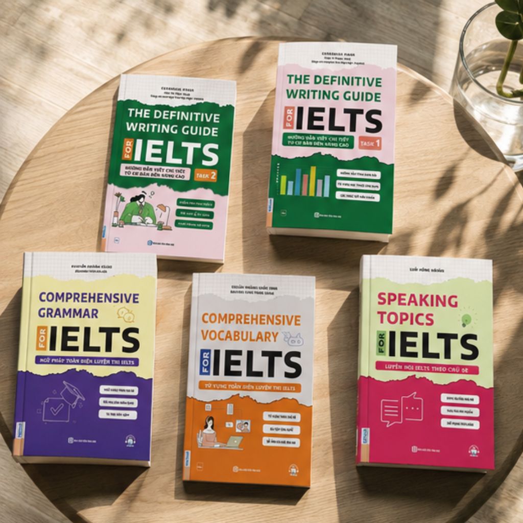 Combo sách ôn luyện IELTS ngữ pháp, speaking và writing toàn diện
