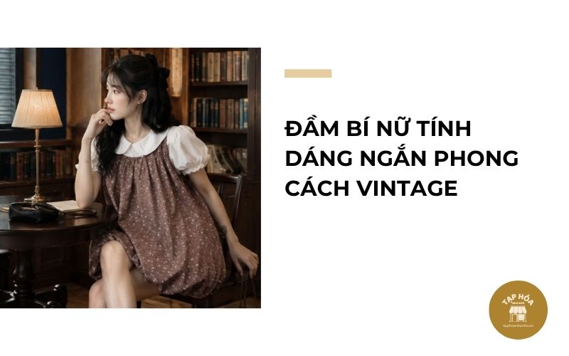 Đầm bí nữ tính dáng ngắn phong cách vintage