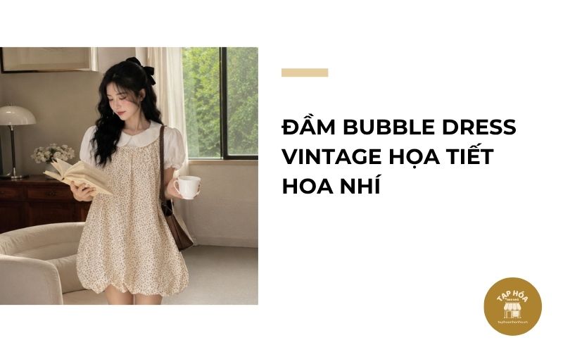 Đầm bubble dress vintage họa tiết hoa nhí