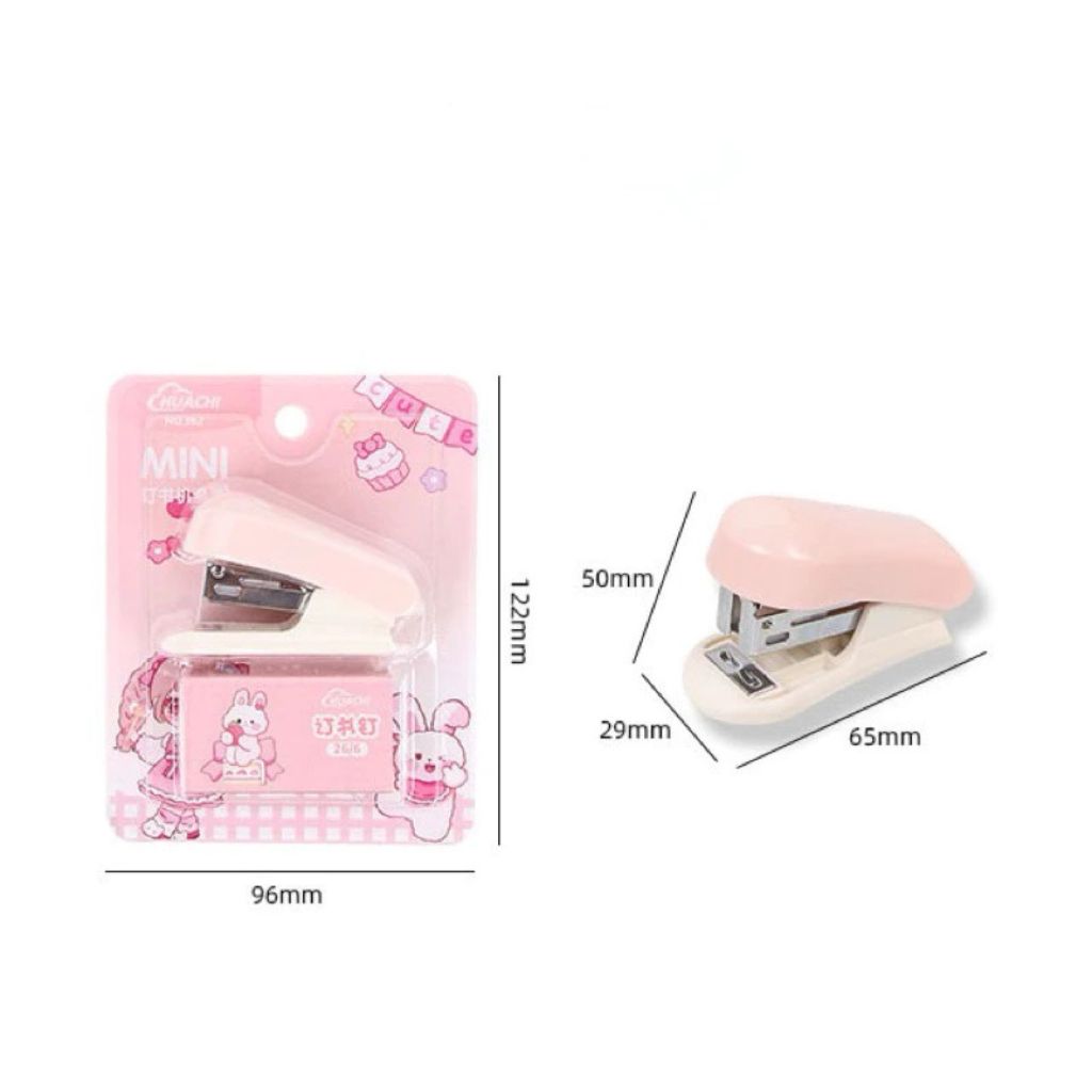 Dập ghim mini hoạt hình Chibi dễ thương kèm ghim bấm giấy pastel - Ảnh 2