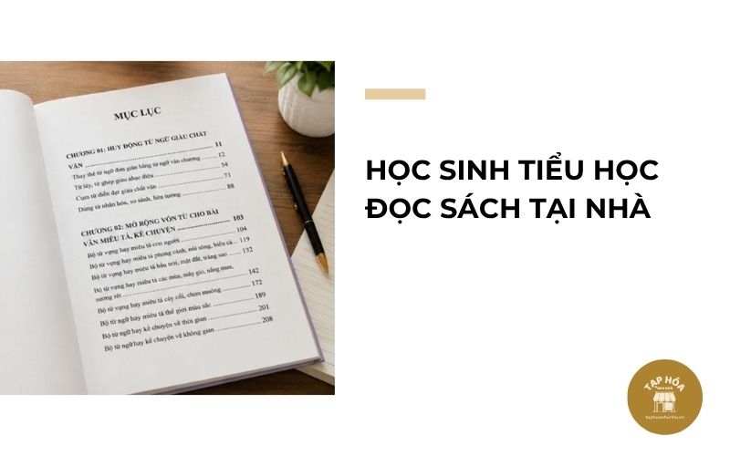 Học sinh tiểu học đọc sách tại nhà