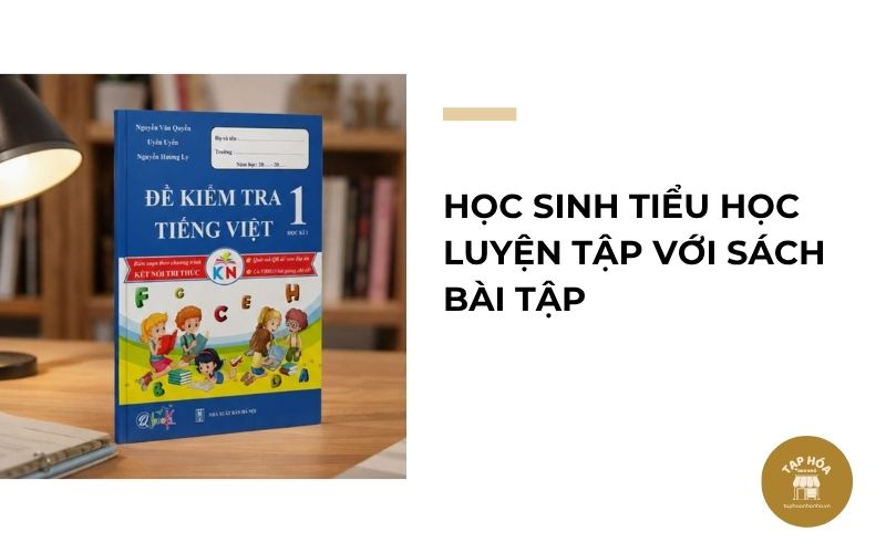 Học sinh tiểu học luyện tập với sách bài tập
