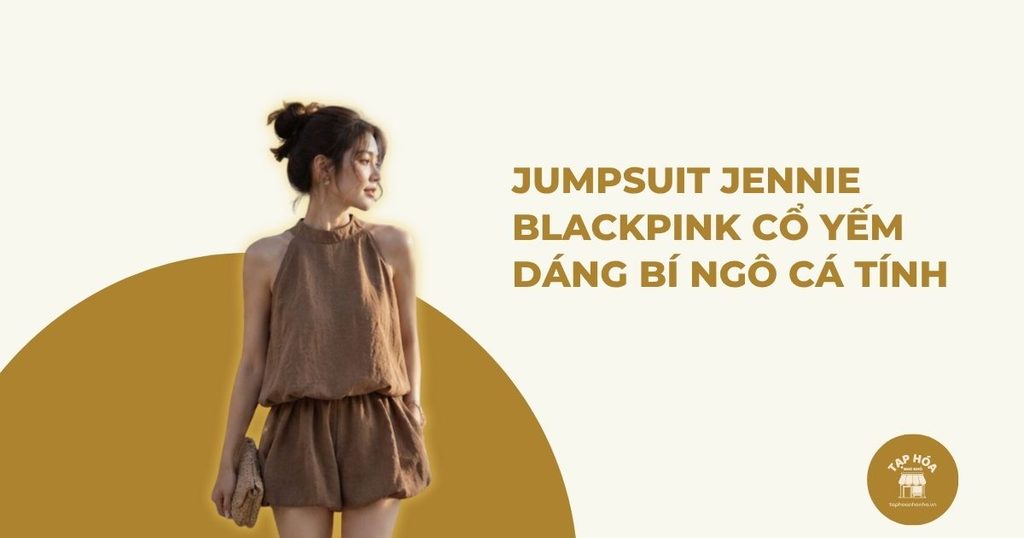 Jumpsuit Jennie BlackPink cổ yếm dáng bí ngô cá tính