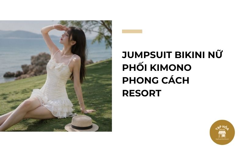 Jumpsuit bikini nữ phối kimono phong cách resort