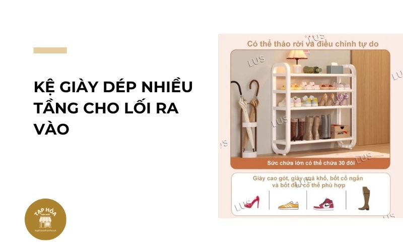 Kệ giày dép nhiều tầng cho lối ra vào