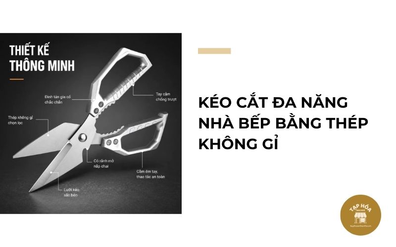 Kéo cắt đa năng nhà bếp bằng thép không gỉ