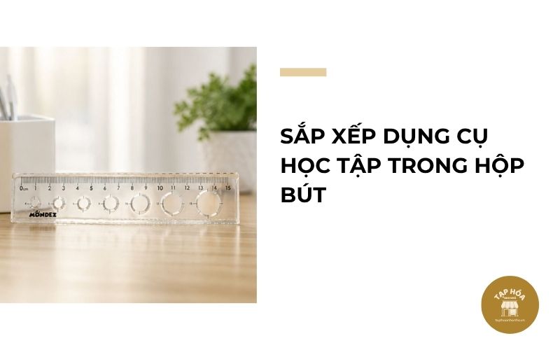Sắp xếp dụng cụ học tập trong hộp bút