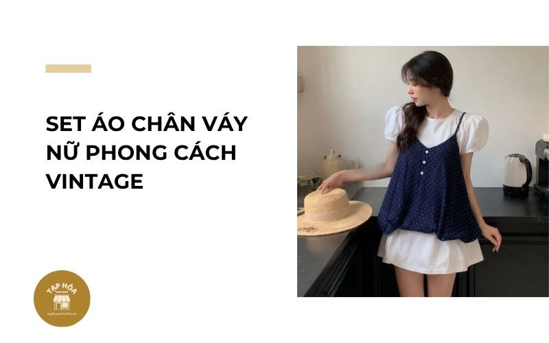 Set áo chân váy nữ phong cách vintage