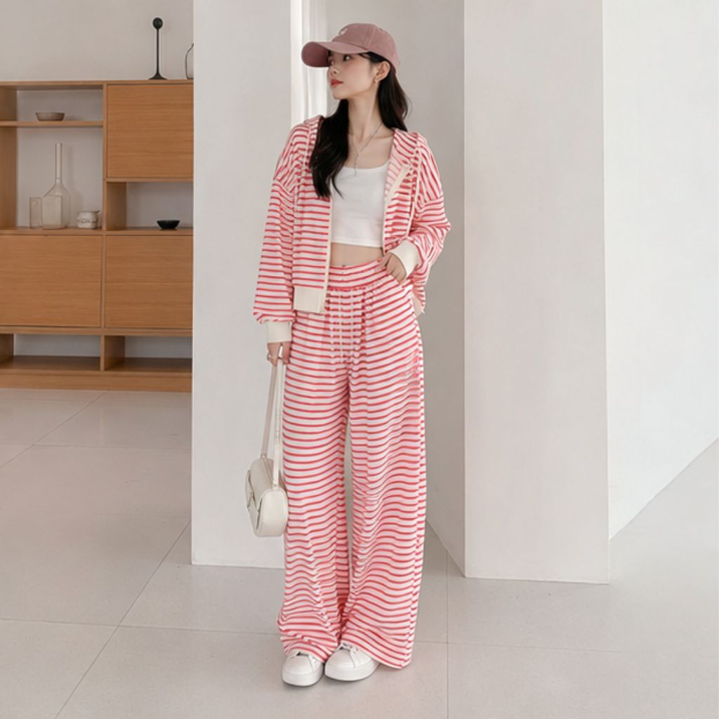 Set áo khoác và quần dài Mamie ống rộng cạp lưng to thời trang nữ - Ảnh 2