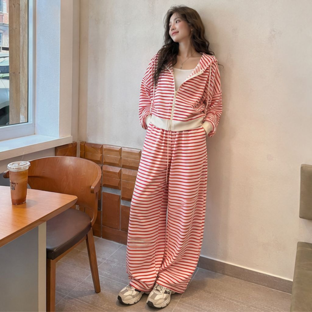 Set áo khoác và quần dài Mamie ống rộng cạp lưng to thời trang nữ - Ảnh 4