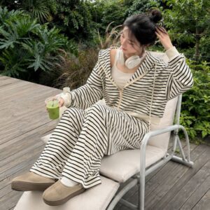 Set áo khoác và quần dài Mamie ống rộng cạp lưng to thời trang nữ