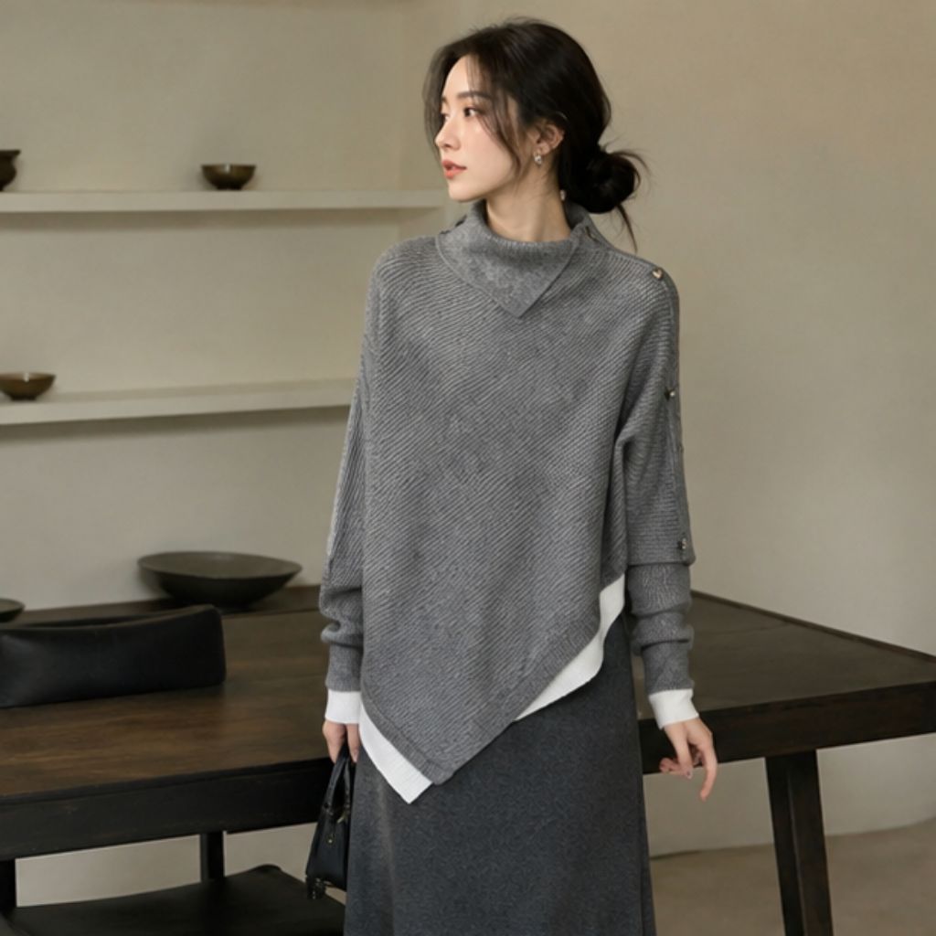 Set áo len nữ phối chân váy chữ A sang chảnh phong cách Pháp - Ảnh 2