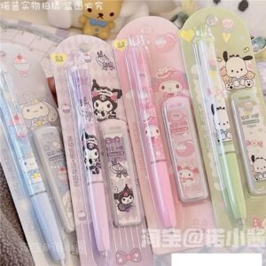 Set bút chì kim 0.5mm Kuromi Melody Cinnamoroll kèm hộp chì