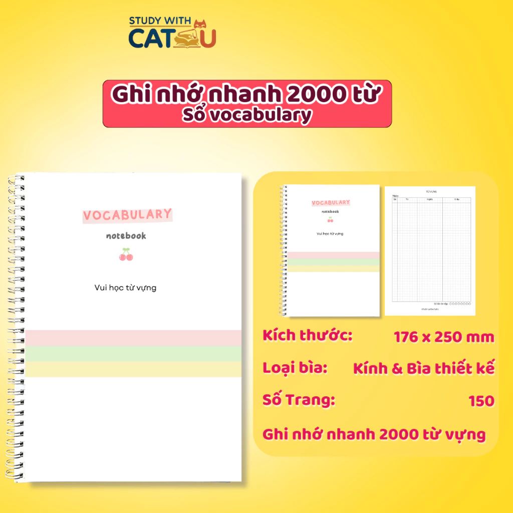 Sổ học từ vựng tiếng Anh IELTS TOEIC lò xo B5 2000 từ có ví dụ - Ảnh 4